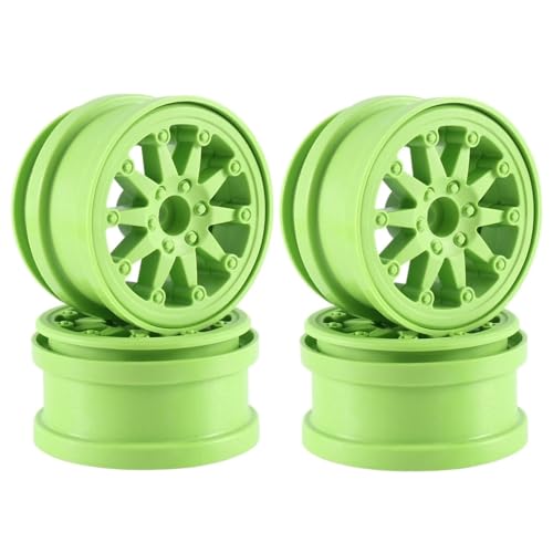 Für Axial Für SCX10 Für Wraith Für Capra RR10 RBX10 Für Traxxas Für TRX4 D90 1/10 RC Crawler Auto 4 Stücke Kunststoff Beadlock 2,2 "Rad Hub Felge RC Autoteile(Green) von PLOQAZEH