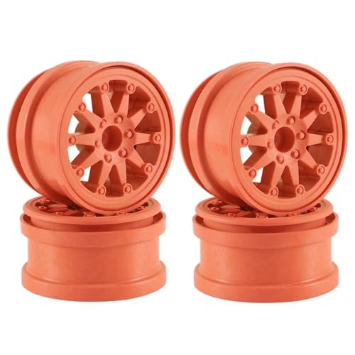 Für Axial Für SCX10 Für Wraith Für Capra RR10 RBX10 Für Traxxas Für TRX4 D90 1/10 RC Crawler Auto 4 Stücke Kunststoff Beadlock 2,2 "Rad Hub Felge RC Autoteile(Orange) von PLOQAZEH