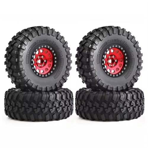 Für Axial Für SCX10 Für Wraith Für RR10 Für Capra Für Traxxas Für TRX4 Für YK4082 Für YK4083 1/10 RC Crawler Auto 2,2 "Rad Felge Reifen Set RC Buggy Reifen(Red) von PLOQAZEH