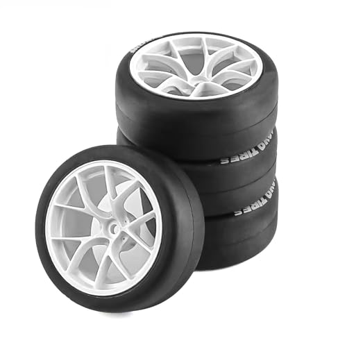 Für HPI Für Kyosho Für Tamiya 1/10 Für WRC Für XV01 Für TT02 4 Stück Flachlauf Für Rallye-Radreifen Ersatzzubehör RC Buggy Reifen(White) von PLOQAZEH