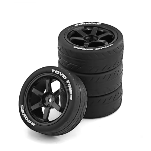 Für HPI Für Kyosho Für Tamiya XV02 XV01 TA06 Für TT01 Für TT02 1/10 RC Für Rallye Für Rennräder Reifen On Road Car Gummireifen 12mm Hex Upgrade Teile RC Buggy Reifen(Black) von PLOQAZEH