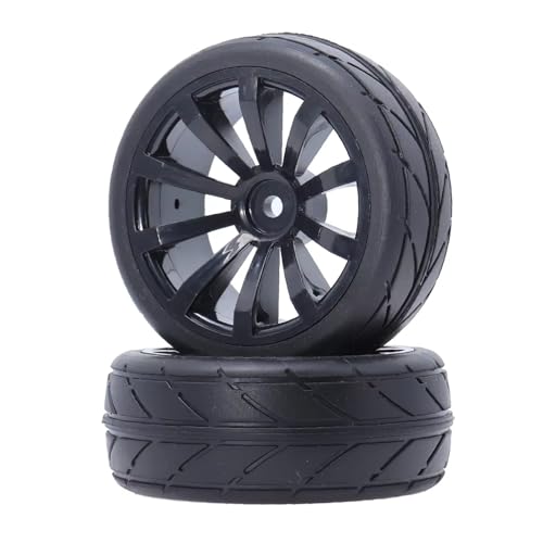 Für HSP Für HPI Für Sakura Für TT01 Für Tamiya Für Traxxas Für D4 Teile Und Zubehör 2PCS 1/10 Für Racing Auto Reifen Räder Hub Felge 64mm RC Buggy Reifen(F) von PLOQAZEH