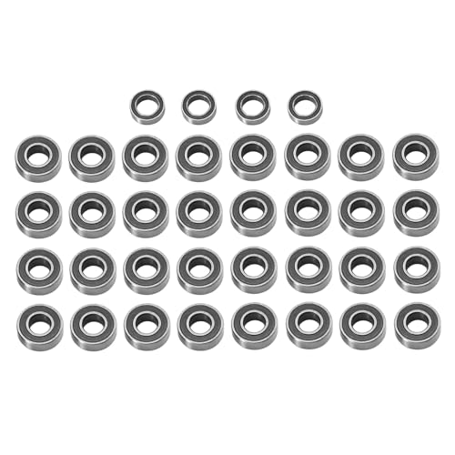 Für Tamiya Für GF-02 Für GF02 36 Stücke Versiegelt Stahl Lager Kit RC Auto Upgrade Teile Modifizierte Zubehör Ersatz DIY Teile RC Autoteile(Black) von PLOQAZEH
