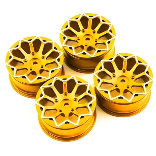 Für Tamiya Für Kyosho Für HSP Für HPI Für Sakura Für Traxxas 4 Stücke 52mm 1/10 RC On Road Drift TOU Für Rennwagen Metall Felge Radnaben RC Autoteile(Yellow) von PLOQAZEH