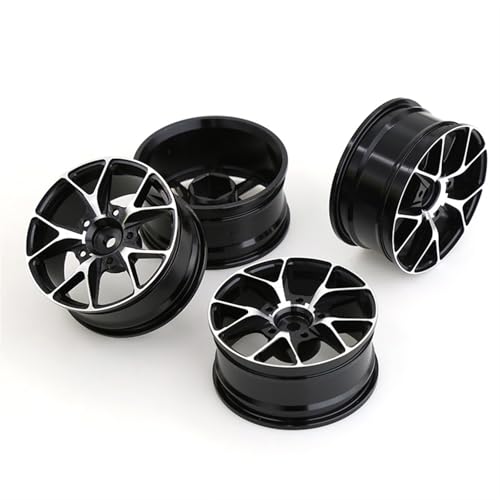 Für Tamiya Für Kyosho Für HSP Für HPI Für Sakura Für Traxxas 4 Stücke 52mm 1/10 RC On Road Drift Touring Für Rennwagen Metall Felge Radnaben RC Autoteile(Black) von PLOQAZEH