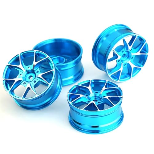 Für Tamiya Für Kyosho Für HSP Für HPI Für Sakura Für Traxxas 4 Stücke 52mm 1/10 RC On Road Drift Touring Für Rennwagen Metall Felge Radnaben RC Autoteile(Blue) von PLOQAZEH