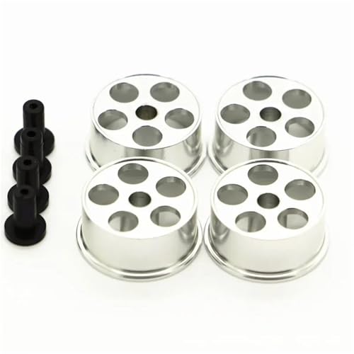 Für Tamiya Für Mini 4WD Für L018 Für 1/32 RC Auto Mittleren Durchmesser Räder Selbst-Made Teile Farbige Rad W/Aluminium Disc 1 Satz/los RC Autoteile(Silver) von PLOQAZEH