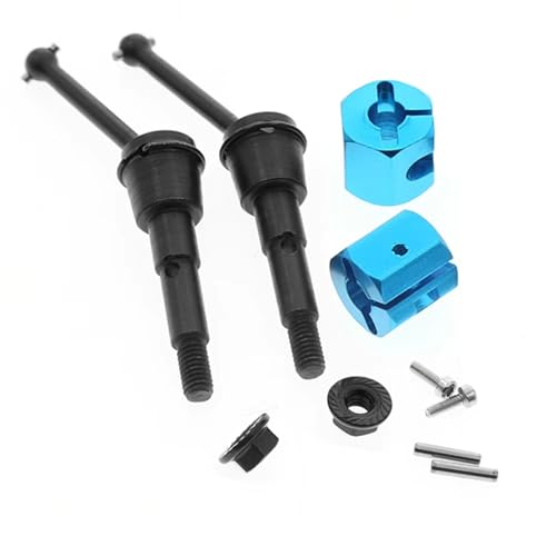 Für Tamiya Für SW-01 Für SW01 Für 1/24 4WD 2 Pcs Metall Antriebswelle CVD Und Adapter Mutter Set Für Monster Truck RC Auto Upgrade Teile RC Autoteile(Blue) von PLOQAZEH
