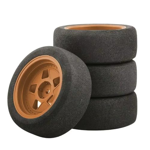 Für Tamiya Für TT01 01E 02 02B Für XV01 Für TA06 Für PTG-2 1/10 RC Auto Upgrades Teile Zubehör 4 Stück Gummireifen Radreifen RC Buggy Reifen(Brown) von PLOQAZEH