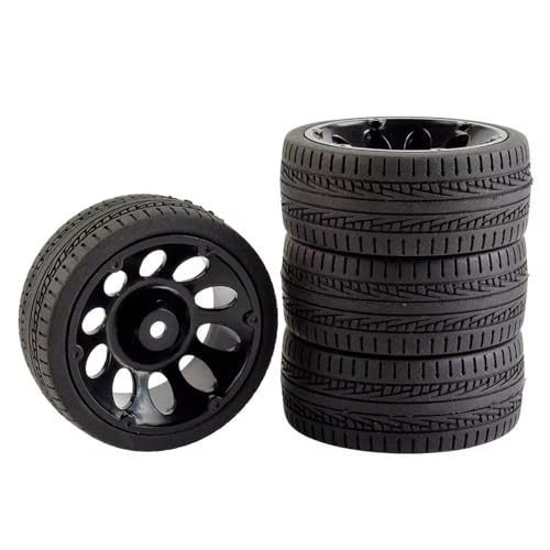 Für Tamiya Für TT01 02 Für XV01 Für TA06 Für PTG-2 HPI Für WR8 Für Kyosho Für HSP Für 1/10 64mm RC Reifen Auf Road Touring Drift Auto Reifen Rad RC Buggy Reifen(Black,F) von PLOQAZEH