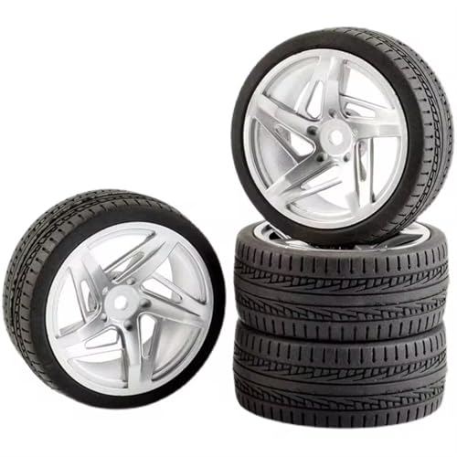 Für Tamiya Für TT01 02 Für XV01 Für TA06 Für PTG-2 HPI Für WR8 Für Kyosho Für HSP Für 1/10 64mm RC Reifen Auf Road Touring Drift Auto Reifen Rad RC Buggy Reifen(Silver,A) von PLOQAZEH
