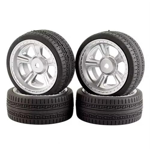 Für Tamiya Für TT01 02 Für XV01 Für TA06 Für PTG-2 HPI Für WR8 Für Kyosho Für HSP Für 1/10 64mm RC Reifen Auf Road Touring Drift Auto Reifen Rad RC Buggy Reifen(Silver,C) von PLOQAZEH