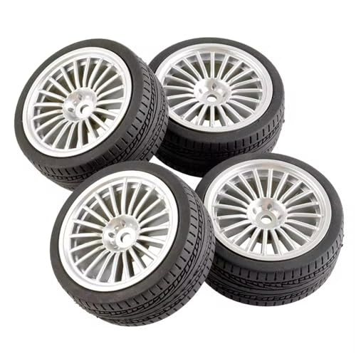 Für Tamiya Für TT01 02 Für XV01 Für TA06 Für PTG-2 HPI Für WR8 Für Kyosho Für HSP Für 1/10 64mm RC Reifen Auf Road Touring Drift Auto Reifen Rad RC Buggy Reifen(Silver,D) von PLOQAZEH