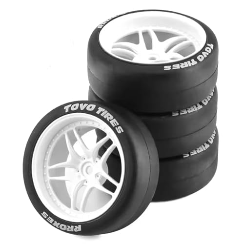 Für Tamiya Für TT01 Für TT02 XV01 PTG-2 Für Kyosho Für HPI Für HSP 1/10 4 Stücke 65mm Hard Drift Reifen RC Drift Auto On Road Touring Für Rennwagen Reifen Rad RC Buggy Reifen(White) von PLOQAZEH