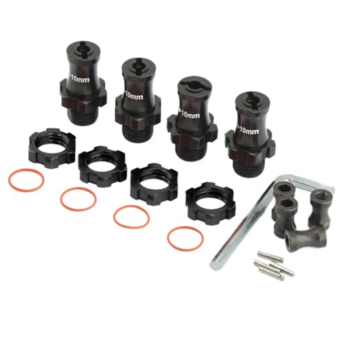 Für Traxxas 1/10 Für Slash 2WD 4X4 Für Rustler Für Stampede 2WD 4X4 RC Auto Upgrade Teile Metall Erweiterte 17mm Splined Rad Hex Hub Adapter RC Autoteile(Black) von PLOQAZEH