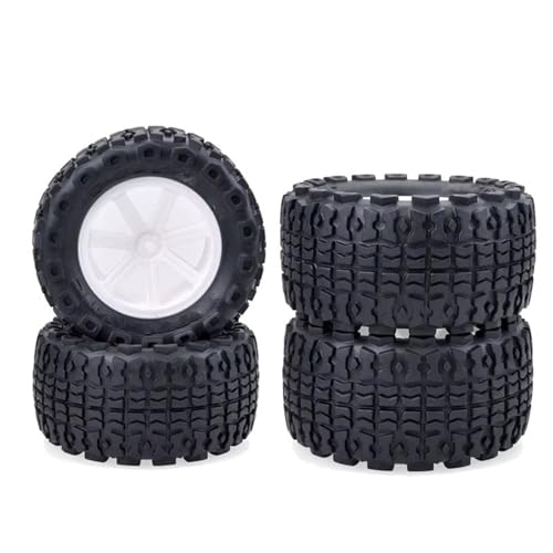 Für Traxxas Für Fernbedienung Für Truggy 1/10 RC, 4 Stück, 110 Mm, RC Short Course Für Desert Truck, Felgenreifensatz, 12 Mm Nabensechskant RC Buggy Reifen(White) von PLOQAZEH