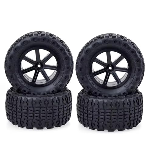 Für Traxxas Für Hobao Für HPI Für ABSIMA Für Corally Für Kyosho 4PCS 110mm LKW Felge Reifen 12mm Hub Hex Für 1/10 RC Fernbedienung Truggy RC Buggy Reifen(Black) von PLOQAZEH