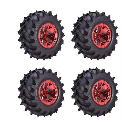 Für Traxxas Für Scx10 Für Buggy 4PCS 12mm Hub 1/10 Reifen Rad 120mm 125mm 130mm Für Monster Truck Reifen Räder Für Buggy RC Auto Crawler RC Buggy Reifen(Red,56mm) von PLOQAZEH