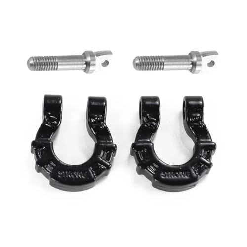 PLOQAZEH Für Traxxas Für TRX4 Für Axial Für SCX10 1/10 RC Crawler Auto 2 Stücke Metall Stoßstange D-Ring Rot Abschlepphaken Anhänger Rettungs Haken Upgrade Teile RC Autoteile(Black) von PLOQAZEH