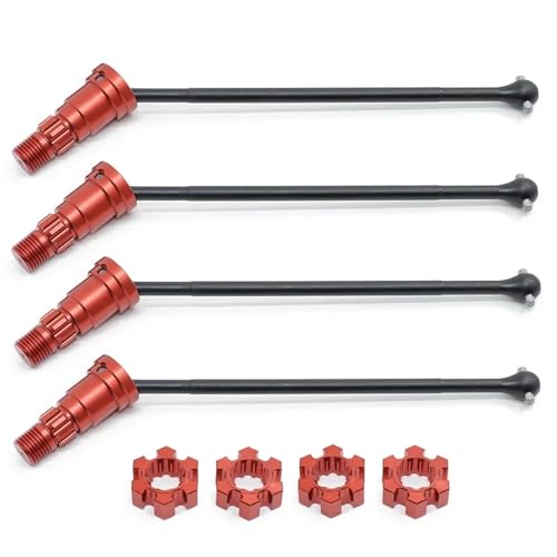 Für Traxxas Für XRT 1/6 Für Monster Truck RC Auto Teile 2/4 Stücke Metall Vordere Und Hintere Antriebswelle CVD Antriebswelle Mit Keil Hex RC Autoteile(Red,4pcs) von PLOQAZEH