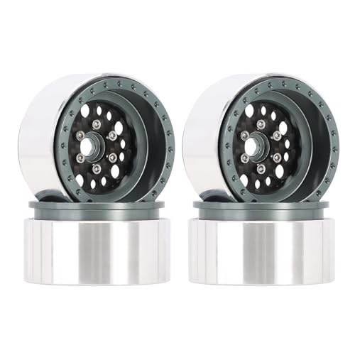 PLOQAZEH Für 1/10 RC Crawler Car Deep Dish Offset -10 Mm Kohlefaser-Aluminium 2,2" Beadlock-Felge RC Autoteile(W2253GL) von PLOQAZEH
