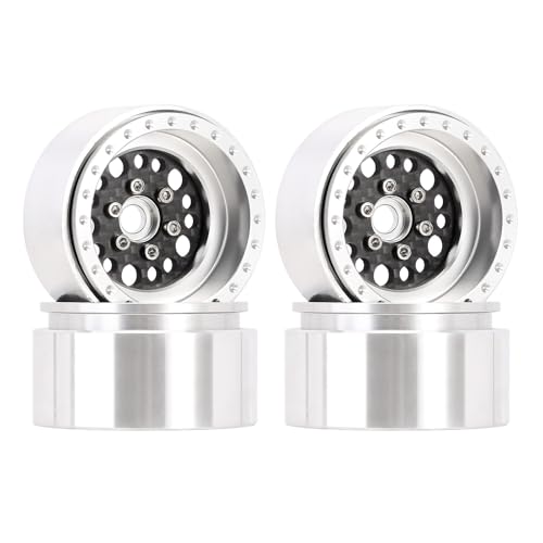 PLOQAZEH Für 1/10 RC Crawler Car Deep Dish Offset -10 Mm Kohlefaser-Aluminium 2,2" Beadlock-Felge RC Autoteile(W2253SR) von PLOQAZEH