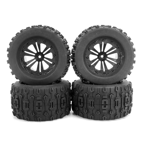 PLOQAZEH Für 1/10 RC Modell Auto Für Monster Truck Zubehör Räder Reifen 129X66MM 12mm Adapter 4PCS RC Buggy Reifen von PLOQAZEH