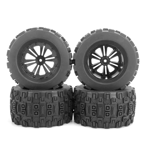 PLOQAZEH Für 1/10 RC Modell Auto Pour Monster Truck Zubehör Räder 4PCS 128X70MM 12mm Adapter Reifen RC Buggy Reifen von PLOQAZEH