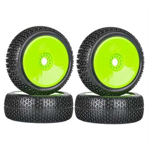 PLOQAZEH Für 1/8 Offroad-Modellauto-Reifen-Upgrade, Verschleißfester Reifen Mit Kleinem Durchmesser, Racing Pull-Reifenadapter 17 Mm RC Buggy Reifen(Green) von PLOQAZEH