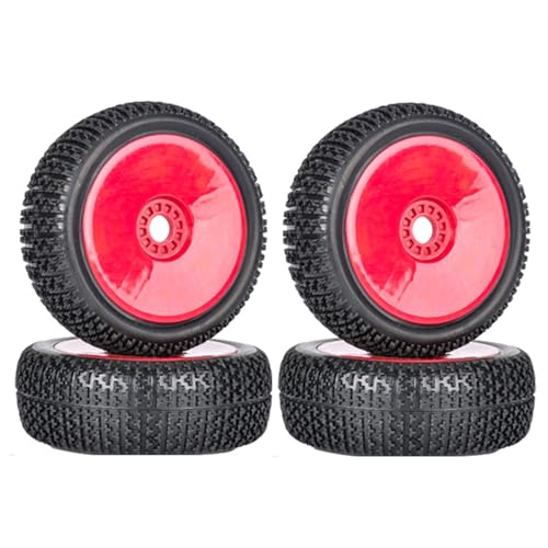 PLOQAZEH Für 1/8 Offroad-Modellauto-Reifen-Upgrade, Verschleißfester Reifen Mit Kleinem Durchmesser, Racing Pull-Reifenadapter 17 Mm RC Buggy Reifen(Red) von PLOQAZEH