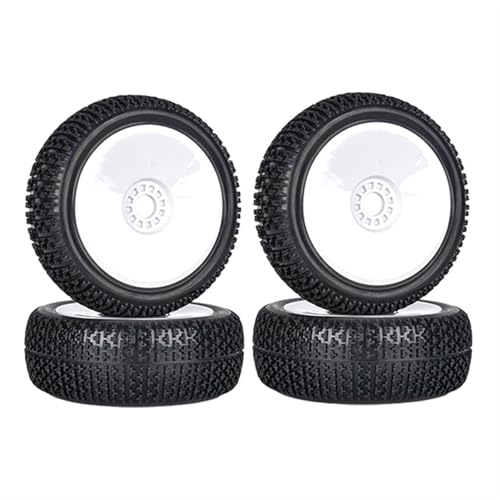 PLOQAZEH Für 1/8 Offroad-Modellauto-Reifen-Upgrade, Verschleißfester Reifen Mit Kleinem Durchmesser, Racing Pull-Reifenadapter 17 Mm RC Buggy Reifen(White) von PLOQAZEH