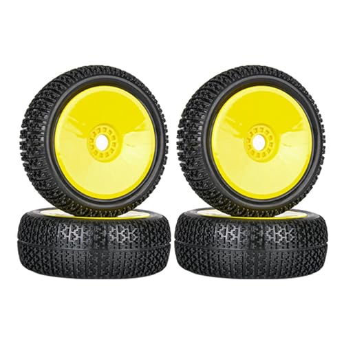 Für 1/8 Offroad-Modellauto-Reifen-Upgrade, Verschleißfester Reifen Mit Kleinem Durchmesser, Racing Pull-Reifenadapter 17 Mm RC Buggy Reifen(Yellow) von PLOQAZEH
