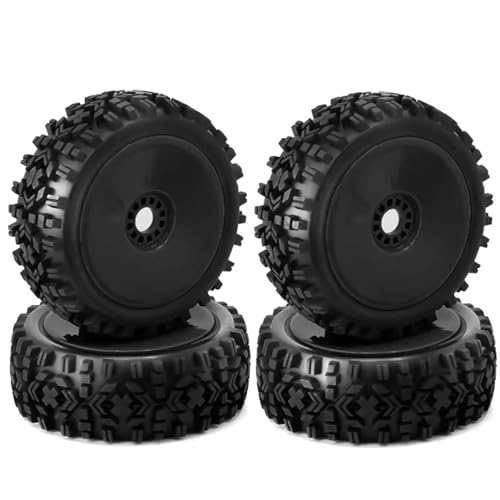 PLOQAZEH Für 1/8 RC Auto Für Monster Truck On Road Off-Road 4PCS 1/8 RC Rad Reifen Gummi 120MM 112MM Reifen 17Mm Nabe Hex RC Buggy Reifen(Black) von PLOQAZEH
