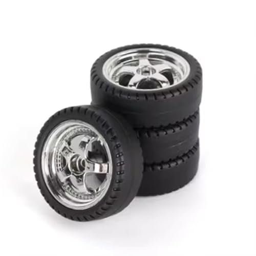 PLOQAZEH Für AE86 Für A86 Für LD1801 1802 1803 1804 Für A01 02 1/18 RC Auto Upgrade Teile 4 Stücke 33mm RC Harte Drift Reifen Rad Harten Reifen RC Buggy Reifen(Silver) von PLOQAZEH