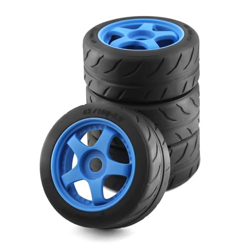 PLOQAZEH Für Arrma 1/8 Für Infraction 1/7 6s F1 Für Limitless 4 Stücke 102mm Gummi Reifen Rad Reifen 12mm Hex Rc Für Racing Auto Upgrades Teile RC Buggy Reifen(Blue) von PLOQAZEH