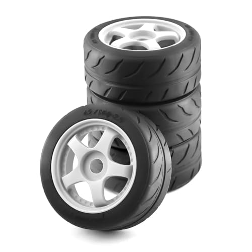 PLOQAZEH Für Arrma 1/8 Für Infraction 1/7 6s F1 Für Limitless 4 Stücke 102mm Gummi Reifen Rad Reifen 12mm Hex Rc Für Racing Auto Upgrades Teile RC Buggy Reifen(White) von PLOQAZEH