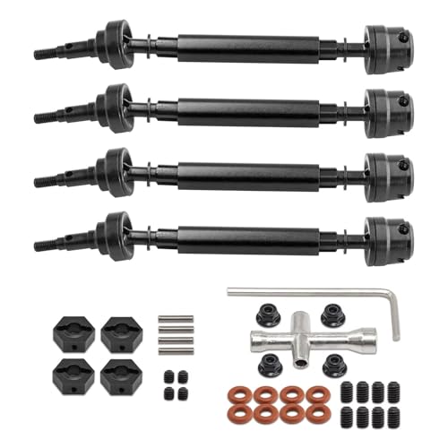 PLOQAZEH Für Arrma 3S Big Für Rock V3 1/10 4-teiliges Metall-Antriebswellen-CVD-Antriebswellen-RC-Auto-Upgrade-Teile-Zubehör RC Autoteile(Black) von PLOQAZEH