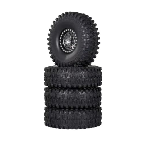 PLOQAZEH Für Axial 90047 Für SCX10 III AXI03007 1/10 4PCS Metall 1,9 Beadlock Felge Reifen Set RC Crawler Auto Upgrade Teile RC Buggy Reifen(Gray) von PLOQAZEH