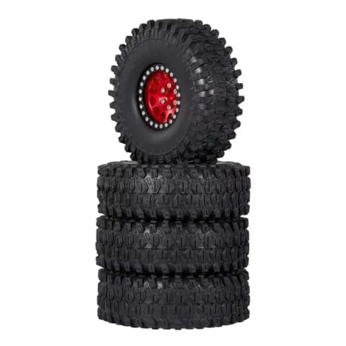 PLOQAZEH Für Axial 90047 Für SCX10 III AXI03007 1/10 4PCS Metall 1,9 Beadlock Felge Reifen Set RC Crawler Auto Upgrade Teile RC Buggy Reifen(Red) von PLOQAZEH