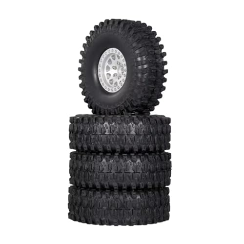 PLOQAZEH Für Axial 90047 Für SCX10 III AXI03007 1/10 4PCS Metall 1,9 Beadlock Felge Reifen Set RC Crawler Auto Upgrade Teile RC Buggy Reifen(Silver) von PLOQAZEH