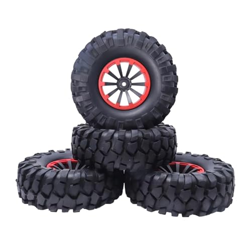 PLOQAZEH Für Axial Für SCX10 90046 Für D90 Für SCX10 Für CC01 Teile Und Zubehör 4PCS 1/10 1,9 Zoll 108mm Rocks Crawler Auto Reifen Radnabe Felge RC Buggy Reifen(Red) von PLOQAZEH