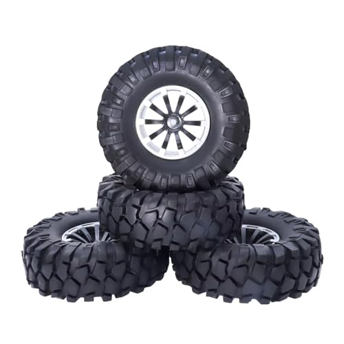 PLOQAZEH Für Axial Für SCX10 90046 Für D90 Für SCX10 Für CC01 Teile Und Zubehör 4PCS 1/10 1,9 Zoll 108mm Rocks Crawler Auto Reifen Radnabe Felge RC Buggy Reifen(Silver) von PLOQAZEH