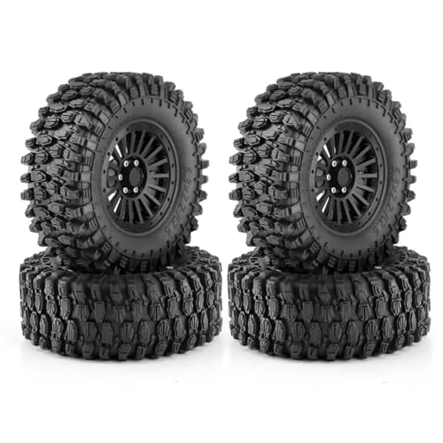 PLOQAZEH Für Axial Für SCX10 Für Wraith Für RR10 Für Capra Für TRXS Für TRX4 Metall Beadlock Felge Gummi Reifen Set Für 1/8 1/10 RC Auto RC Buggy Reifen(Black,A) von PLOQAZEH
