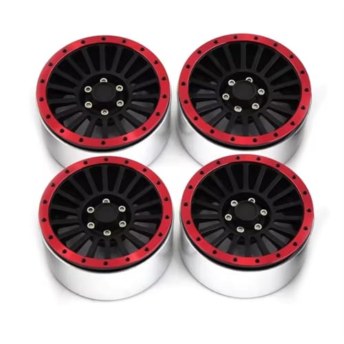 PLOQAZEH Für Axial Für SCX10 Für Wraith Für RR10 Für Capra Für TRXS Für TRX4 Metall Beadlock Felge Gummi Reifen Set Für 1/8 1/10 RC Auto RC Buggy Reifen(Red,B) von PLOQAZEH