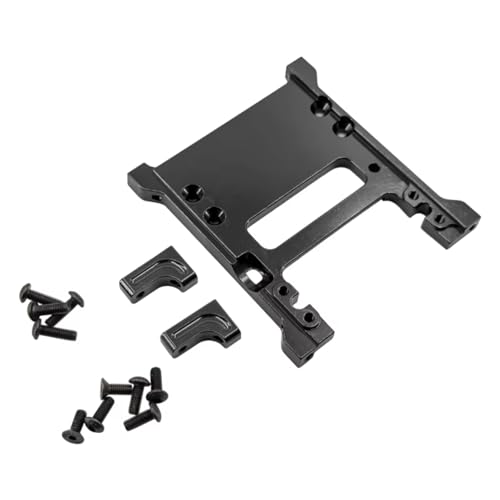 PLOQAZEH Für Axial Für SCX10 Pro 1/10 Upgrade Teile Vorne Für Chassis Brace & Servo Winde Montieren Metallic RC Fernbedienung Auto Zubehör RC Autoteile(Black) von PLOQAZEH