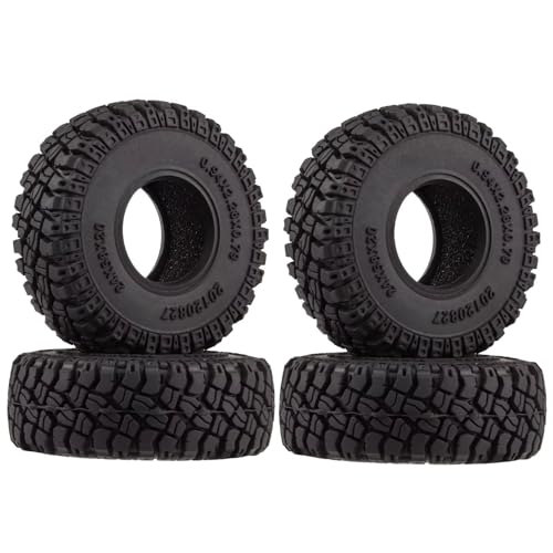 PLOQAZEH Für Axial Für SCX24 1/24 Für TRX4M 1/18 4 Stück 1,0 Zoll Gummi-Ersatzzubehör Reifen Schlamm Für Geländeräder Reifen Für RC-Crawler-Auto-Upgrade-Teile RC Buggy Reifen(Size 2) von PLOQAZEH