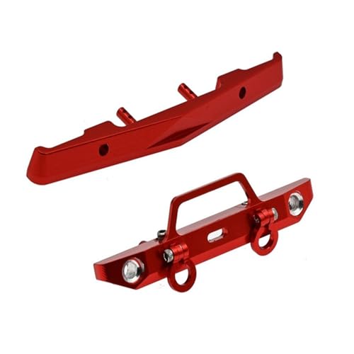 PLOQAZEH Für Axial Für SCX24 90081 Für AXI00001 Für 1/24 RC Crawler Auto Teile 2Pcs Metall Front Stoßstange Set RC Autoteile(Red) von PLOQAZEH