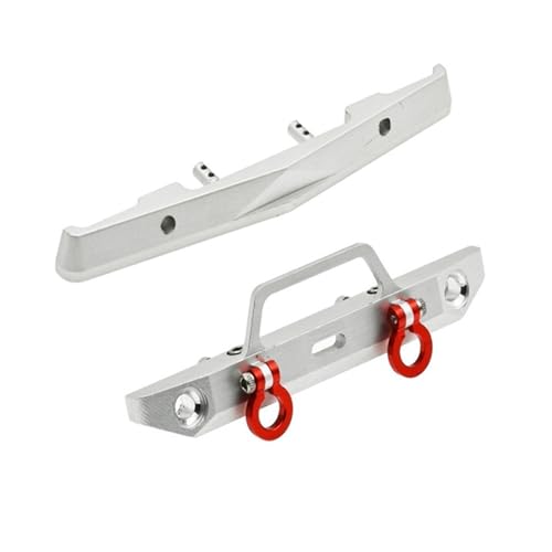 PLOQAZEH Für Axial Für SCX24 90081 Für AXI00001 Für 1/24 RC Crawler Auto Teile 2Pcs Metall Front Stoßstange Set RC Autoteile(Silver) von PLOQAZEH