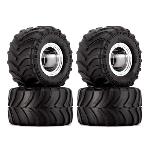 PLOQAZEH Für Axial Für SCX24 Für FMS Für FCX24 Für AX24 4PCS 70 * 38mm Für Monster Truck Felge Reifen Set Für 1/24 RC Crawler Auto RC Buggy Reifen(Silver) von PLOQAZEH