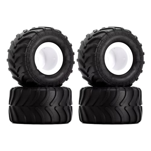 PLOQAZEH Für Axial Für SCX24 Für FMS Für FCX24 Für AX24 4PCS 70 * 38mm Für Monster Truck Felge Reifen Set Für 1/24 RC Crawler Auto RC Buggy Reifen(White) von PLOQAZEH